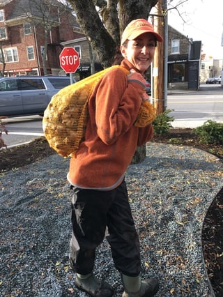 monique with a sack of bulbs